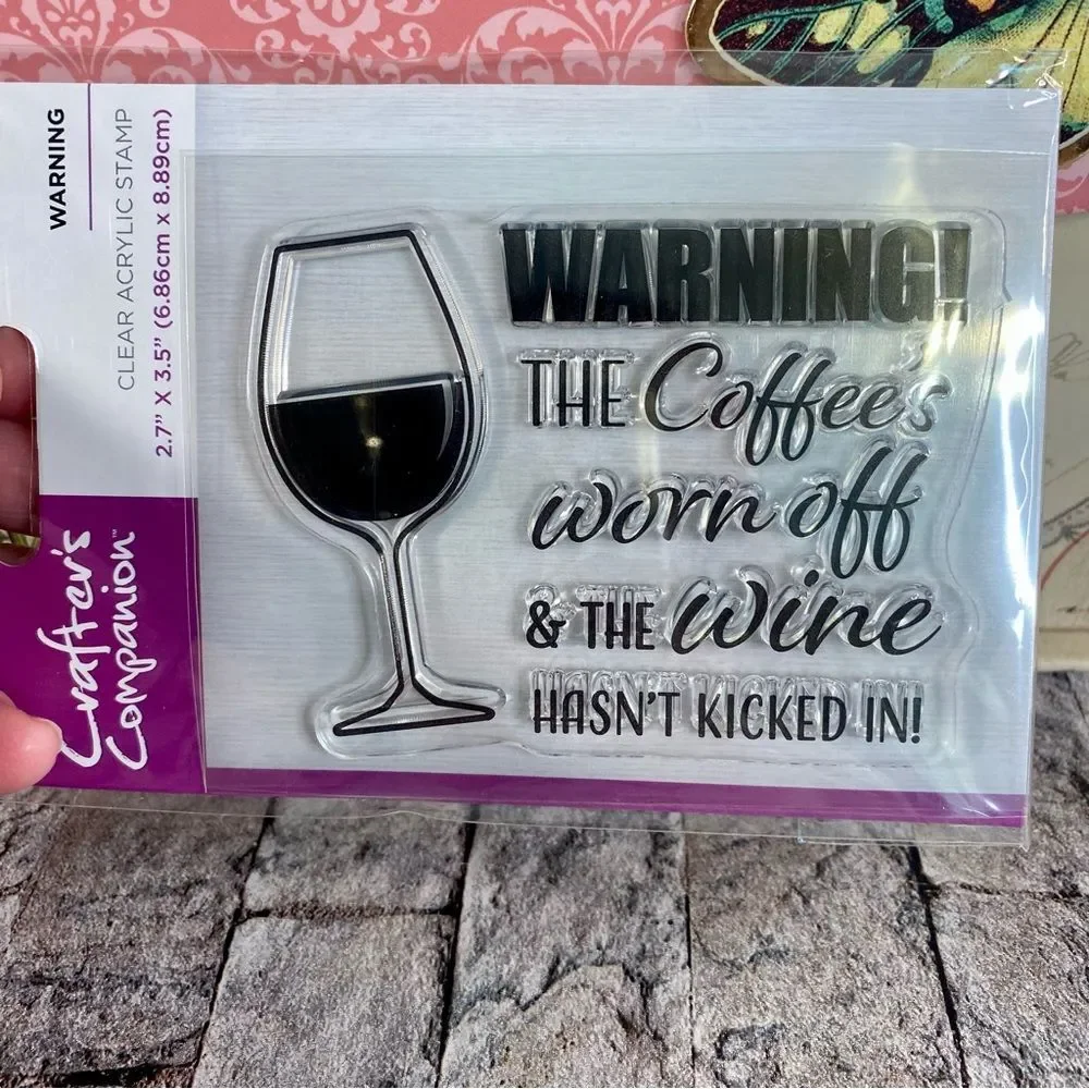 Crafter's Companion Clear Acrylic Stamp NWT Warning 1 Piece Handmade Cards